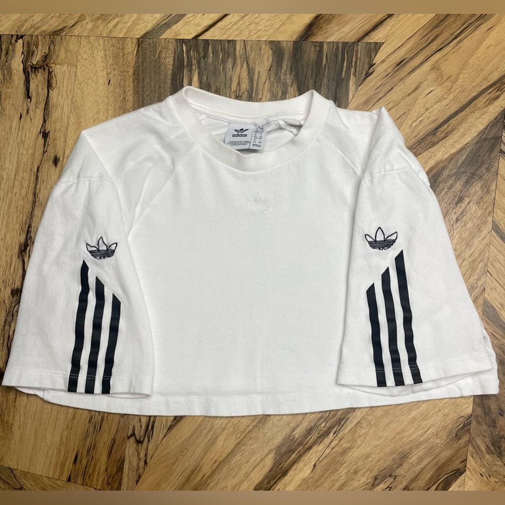 Adidas white crop top women’s size L